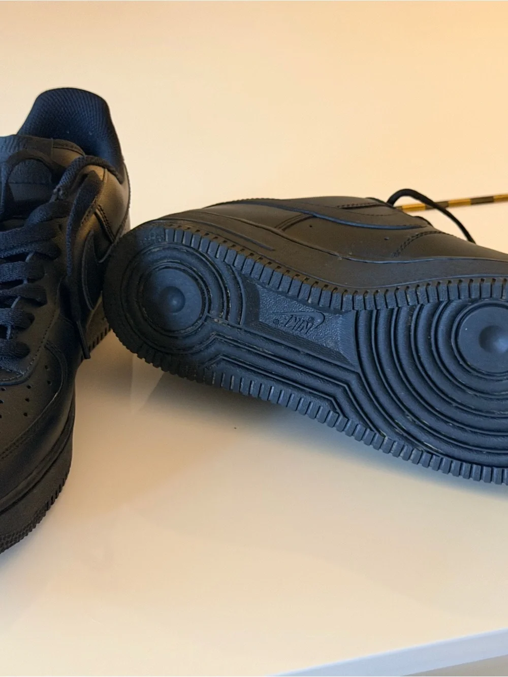 Nike Men's Air Force 1 ‘07 All-Black Low-Top Leather Sneakers